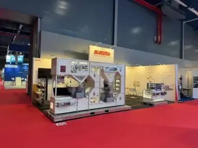 Simatek fuar standı — kovalı elevatör ve dökme taşıma sistemleri